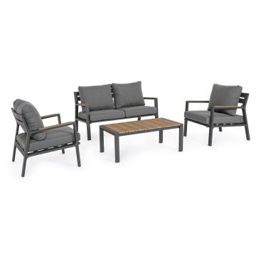 Set mobilier pentru gradina / terasa 4 piese, Ernst, Bizzotto, carbune