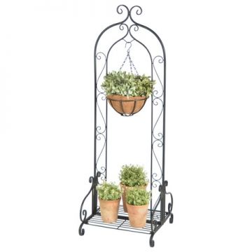 Suport pliabil pentru ghivece, Esschert, Plant, 45.9 x 44 x 132.6 cm, fier, negru