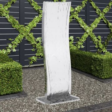 vidaXL Fântână de grădină cu pompă, 108 cm, oțel inoxidabil, curbat