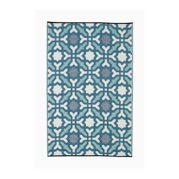 Covor reversibil pentru exterior din plastic reciclat Fab Hab Seville, 150 x 240 cm, albastru - gri