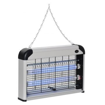 Outsunny Lampa pentru Insecte Electrica 20W pentru Exterior si Interior de 60m² Argintie | Aosom Ro