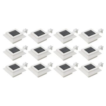vidaXL Lămpi solare de exterior, 12 buc., alb, 12 cm, pătrat, LED