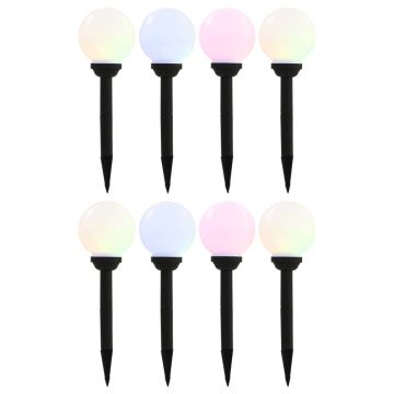 vidaXL Lămpi solare de exterior cu LED, 8 buc., 15 cm, RGB, sferic