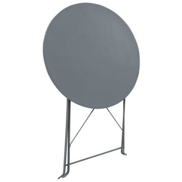 vidaXL Set mobilier bistro, 3 piese, gri, oțel vidaXL Set mobilier bistro, 3 piese, gri, oțel