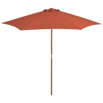 vidaXL Umbrelă de soare de exterior, stâlp din lemn, cărămiziu, 270 cm