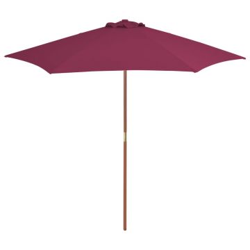 vidaXL Umbrelă de soare de exterior, stâlp lemn, roșu bordo, 270 cm