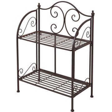 Etajera pentru flori Antique, 2 nivele, metal, negru