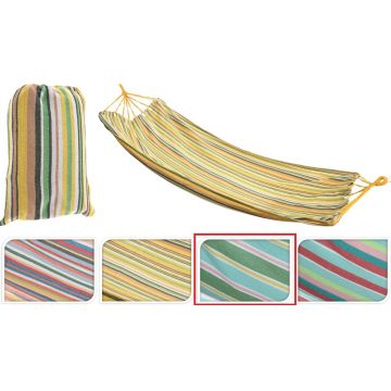 Hamac Stripe, 200x100 cm, policoton, verde/albastru