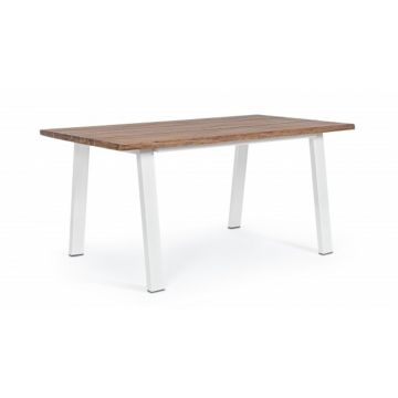 Masa pentru gradina, Oslo, Bizzotto, 160x90x76 cm, lemn de salcam/otel, alb/natural