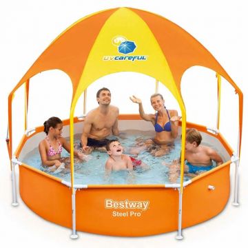 Piscina cu cadru metalic pentru copii, Steel Pro Portocaliu, Ø244xH51 cm