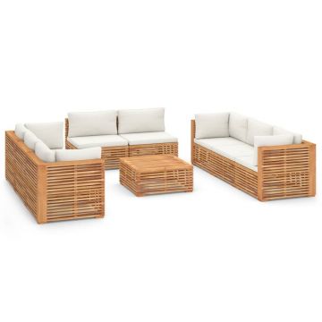 Set mobilier modular pentru gradina / terasa, Cester Natural / Crem, 2 canapele 3 locuri + canapea 2 locuri + masa de cafea