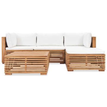 Set mobilier modular pentru gradina / terasa, Kurtis Natural / Crem, canapea 3 locuri + taburet + masa de cafea