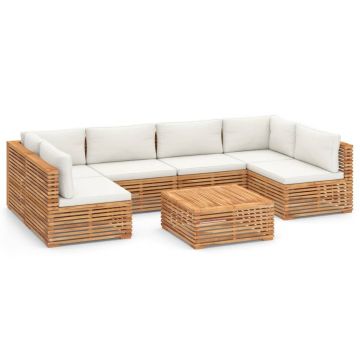 Set mobilier modular pentru gradina / terasa, Zoey Natural / Crem, coltar 6 locuri + masa de cafea Set mobilier modular pentru gradina / terasa, Zoey Natural / Crem, coltar 6 locuri + masa de cafea