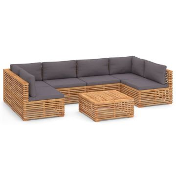 Set mobilier modular pentru gradina / terasa, Zoey Natural / Gri Inchis, coltar 6 locuri + masa de cafea Set mobilier modular pentru gradina / terasa, Zoey Natural / Gri Inchis, coltar 6 locuri + masa de cafea