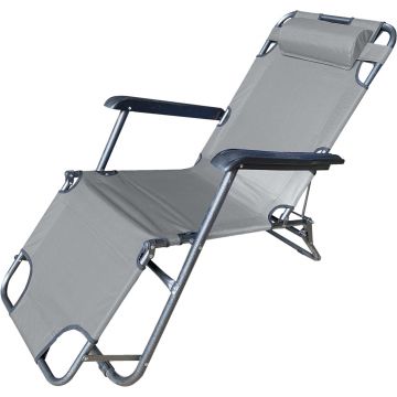 Sezlong pliabil cu tetiera Simple, Heinner, 153x60x79cm, gri Sezlong pliabil cu tetiera Simple, Heinner, 153x60x79cm, gri