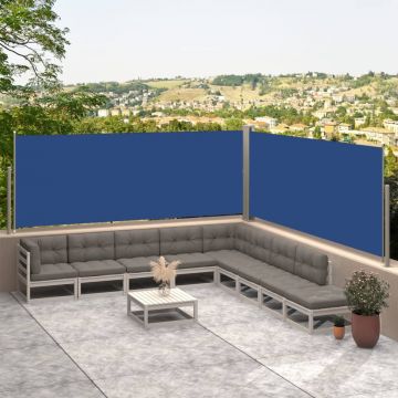 vidaXL Copertină laterală retractabilă, albastru, 117x600 cm