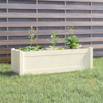 vidaXL Jardinieră de grădină, alb, 100x31x31cm, lemn masiv de pin