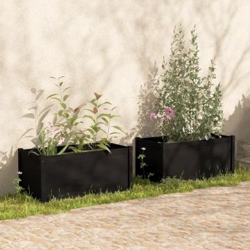 vidaXL Jardiniere de grădină 2 buc. negru 100x50x50 cm lemn masiv pin
