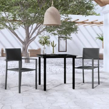 vidaXL Set de mobilier de grădină, 3 piese, negru