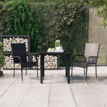 vidaXL Set de mobilier de grădină, 3 piese, negru