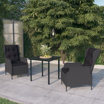 vidaXL Set de mobilier pentru grădină, 3 piese, gri închis