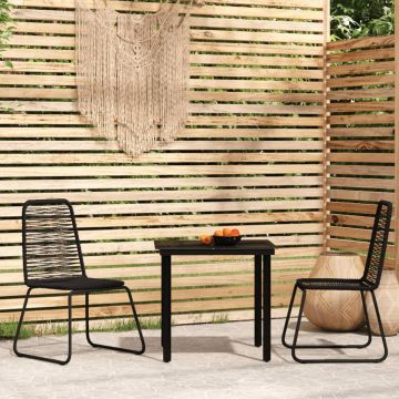 vidaXL Set de mobilier pentru grădină, 3 piese, negru