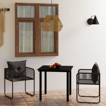 vidaXL Set de mobilier pentru grădină, 3 piese, negru