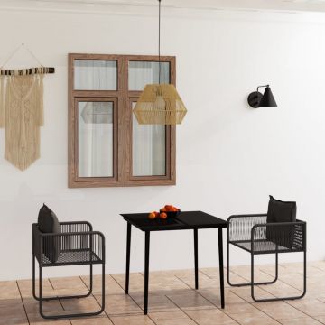 vidaXL Set de mobilier pentru grădină, 3 piese, negru