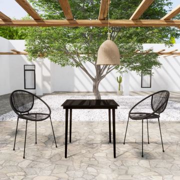 vidaXL Set mobilier de grădină, 3 piese, negru