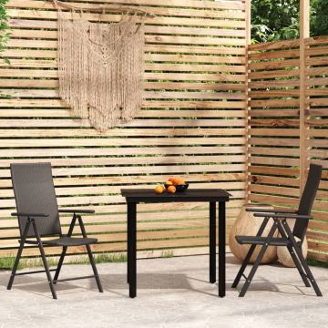 vidaXL Set de mobilier pentru grădină, 3 piese, negru