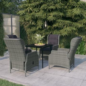 vidaXL Set de mobilier pentru grădină, 5 piese, gri deschis