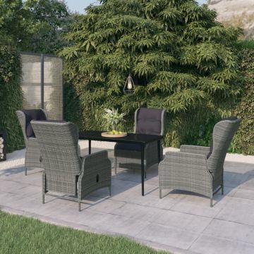 vidaXL Set de mobilier pentru grădină, 5 piese, gri deschis