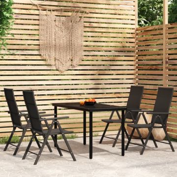 vidaXL Set de mobilier pentru grădină, 5 piese, negru