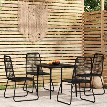 vidaXL Set de servit masa pentru grădină, 5 piese, negru