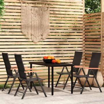 vidaXL Set de mobilier pentru grădină, 5 piese, negru