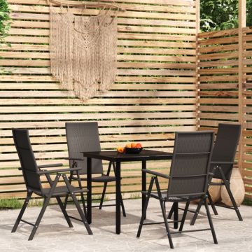 vidaXL Set de mobilier pentru grădină, 5 piese, negru