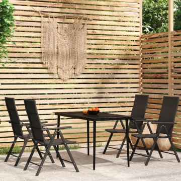 vidaXL Set de servit masa pentru grădină, 5 piese, negru