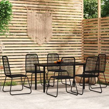 vidaXL Set de mobilier pentru grădină, 7 piese, negru