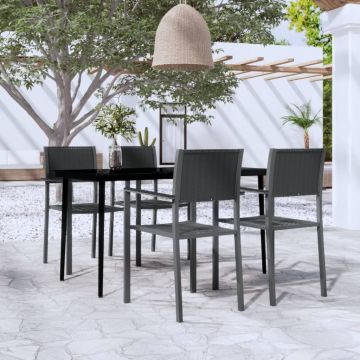 vidaXL Set de servit masa pentru grădină, 5 piese, negru