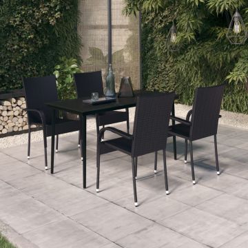 vidaXL Set de servit masa pentru grădină, 5 piese, negru