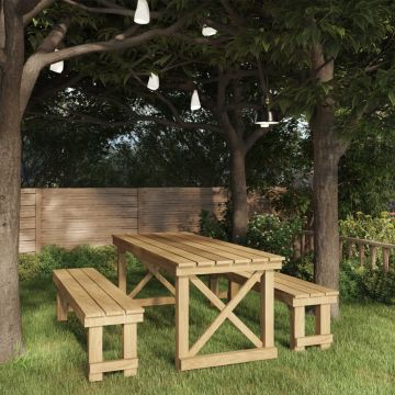 vidaXL Set mobilier de exterior, 3 piese, lemn de pin tratat