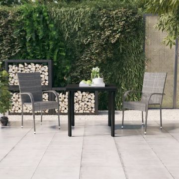 vidaXL Set mobilier de grădină, 3 piese, gri și negru