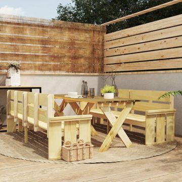 vidaXL Set mobilier de grădină, 3 piese, lemn de pin tratat