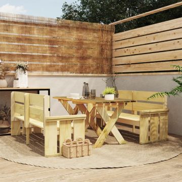 vidaXL Set mobilier de grădină, 3 piese, lemn de pin tratat