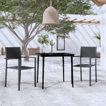 vidaXL Set mobilier de grădină, 3 piese, negru