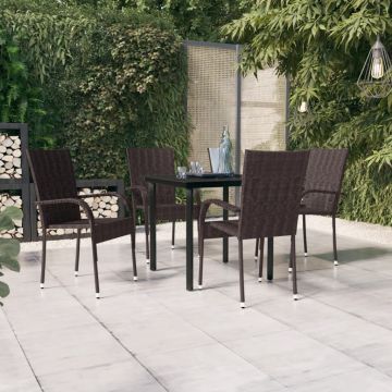 vidaXL Set mobilier de grădină, 5 piese, maro și negru