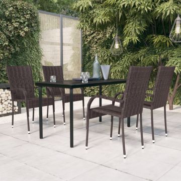 vidaXL Set mobilier de grădină, 5 piese, maro și negru