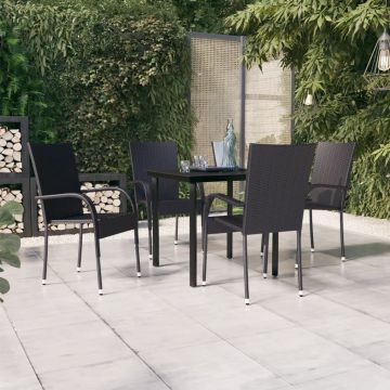 vidaXL Set mobilier de grădină, 5 piese, negru