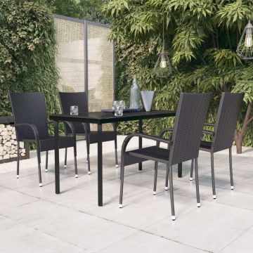 vidaXL Set mobilier de grădină, 5 piese, negru