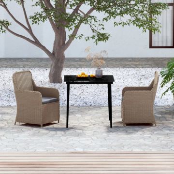 vidaXL Set mobilier de grădină, cu perne, 3 piese, maro